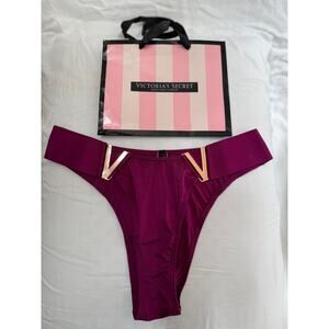 NWT Victoria’s Secret V-Hardware High-Leg Brazilian Panty – Deep Plum – Size M